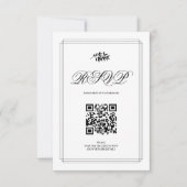 Elegant black and white branch and QR code wedding RSVP Karte (Vorderseite)