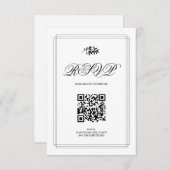 Elegant black and white branch and QR code wedding RSVP Karte (Vorne/Hinten)