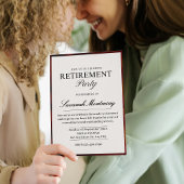 Elegant Black and White Calligraphy Retirement Par Einladung