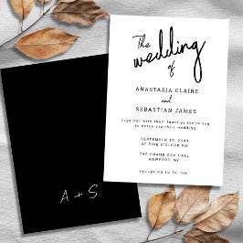 Elegant Black and White Calligraphy Script Wedding Einladung