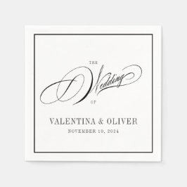 Elegant Black and White Calligraphy Wedding Serviette