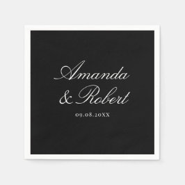 Elegant Black and White Calligraphy Wedding Serviette