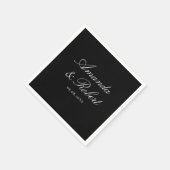 Elegant Black and White Calligraphy Wedding Serviette (Ecke)