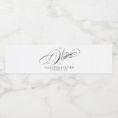 Elegant Black and White Calligraphy Wedding Wasserflaschenetikett (Einzelnes Label)