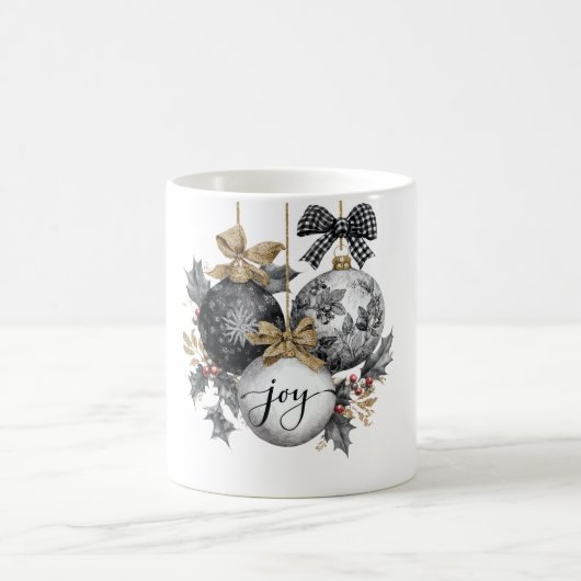 Elegant Black and White Christmas Ornaments Kaffeetasse (Mittel)