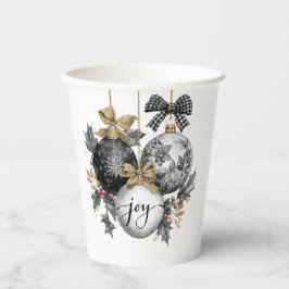 Elegant Black and White Christmas Ornaments Pappbecher
