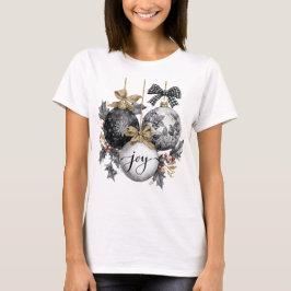 Elegant Black and White Christmas Ornaments T-Shirt