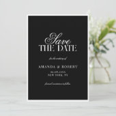 Elegant Black and White Classic Old Money Wedding Save The Date (Stehend Vorderseite)