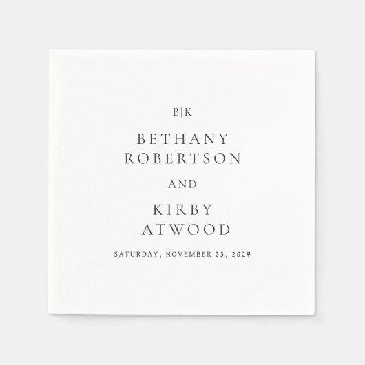 Elegant Black and White Classic Wedding Serviette (Vorderseite)