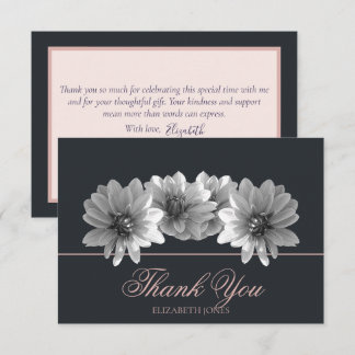 Elegant Black And White Dahlia Bridal Thank You Dankeskarte