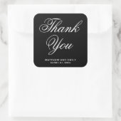 Elegant Black and White Danke Gastgeschenk Hochzei Quadratischer Aufkleber (Tasche)