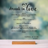 Elegant Black and White Drunk in Love Wedding Menu Acrylschild (Neutral)