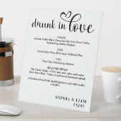Elegant Black and White Drunk in Love Wedding Menu Sockelschild (In Situ)