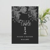  Elegant black and white floral lace Table Numbers Einladung (Stehend Vorderseite)