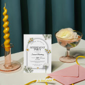 Elegant Black and White Floral Retirement Party  Einladung