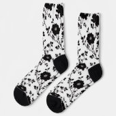 Elegant Black And White Floral Silhouette Botanica Socken (Linkes Detail)