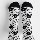 Elegant Black And White Floral Silhouette Botanica Socken (Oben)
