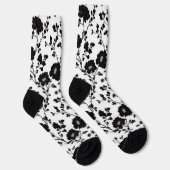 Elegant Black And White Floral Silhouette Botanica Socken (Rechts)