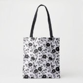 Elegant Black And White Floral Silhouette Botanica Tasche (Vorderseite)