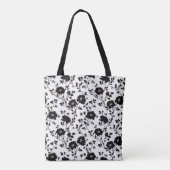 Elegant Black And White Floral Silhouette Botanica Tasche (Rückseite)