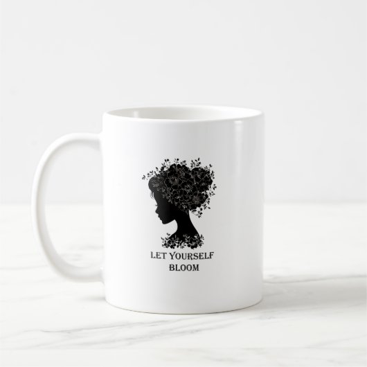 Elegant black-and-white floral silhouette design kaffeetasse (Links)