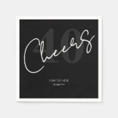 Elegant Black and White Forty 40th Birthday Serviette (Vorderseite)