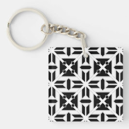 Elegant Black and White Geometric Pattern Schlüsselanhänger