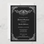 Elegant black and white Gothic Bridal Shower Ankündigung (Vorderseite)