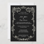 Elegant black and white Gothic wedding Invitation Einladung (Vorderseite)