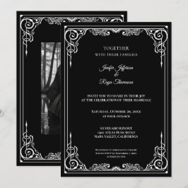 Elegant black and white Gothic wedding Invitation Einladung