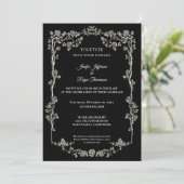 Elegant black and white Gothic wedding Invitation Einladung (Stehend Vorderseite)