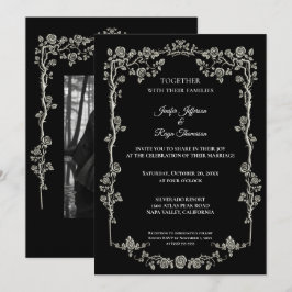 Elegant black and white Gothic wedding Invitation Einladung