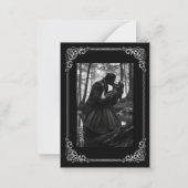 Elegant black and white Gothic  wedding Mitteilungskarte (Rückseite)