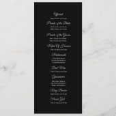 Elegant black and white Gothic Wedding Program Menükarte (Rückseite)