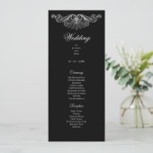 Elegant black and white Gothic Wedding Program Menükarte (Stehend Vorderseite)