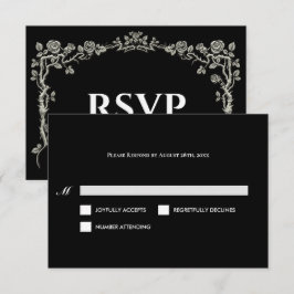 Elegant black and white Gothic Wedding RSVP Card Karte