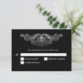 Elegant black and white Gothic Wedding RSVP Card Karte (Stehend Vorderseite)