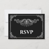 Elegant black and white Gothic Wedding RSVP Card Karte (Rückseite)