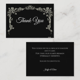Elegant black and white Gothic wedding Thank You Mitteilungskarte