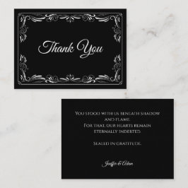Elegant black and white Gothic wedding Thank You Mitteilungskarte