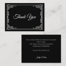 Elegant black and white Gothic wedding Thank You