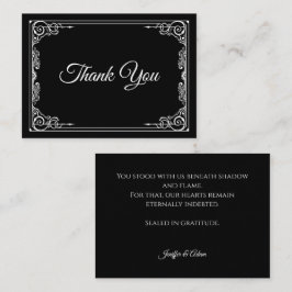 Elegant black and white Gothic wedding Thank You Mitteilungskarte
