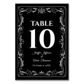 Elegant black and white Gothic Wedding Tischnummer (Rückseite)