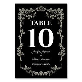 Elegant black and white Gothic Wedding Tischnummer