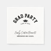 Elegant Black and White Grad Hat Graduation  Serviette (Vorderseite)
