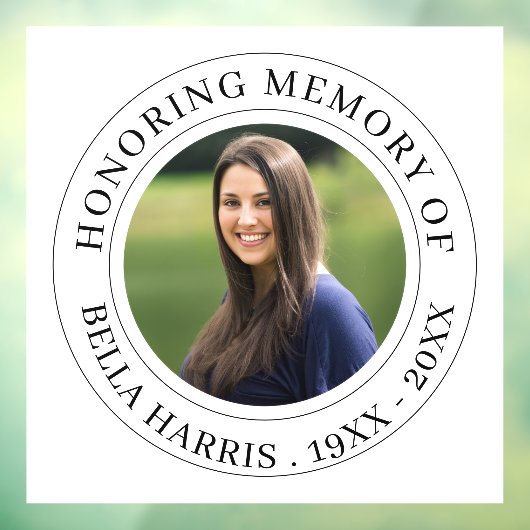 Elegant Black and White Memorial Design Fensteraufkleber (Blatt 3)