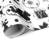 Elegant black and white merry Christmas  Geschenkpapier (Rolleneckpunkt)