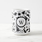 Elegant black and white merry Christmas Monogram Verwandlungstasse (Zentrum)