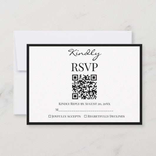 Elegant Black and White Minimalist Wedding RSVP Karte (Vorderseite)