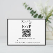 Elegant Black and White Minimalist Wedding RSVP Karte (Stehend Vorderseite)